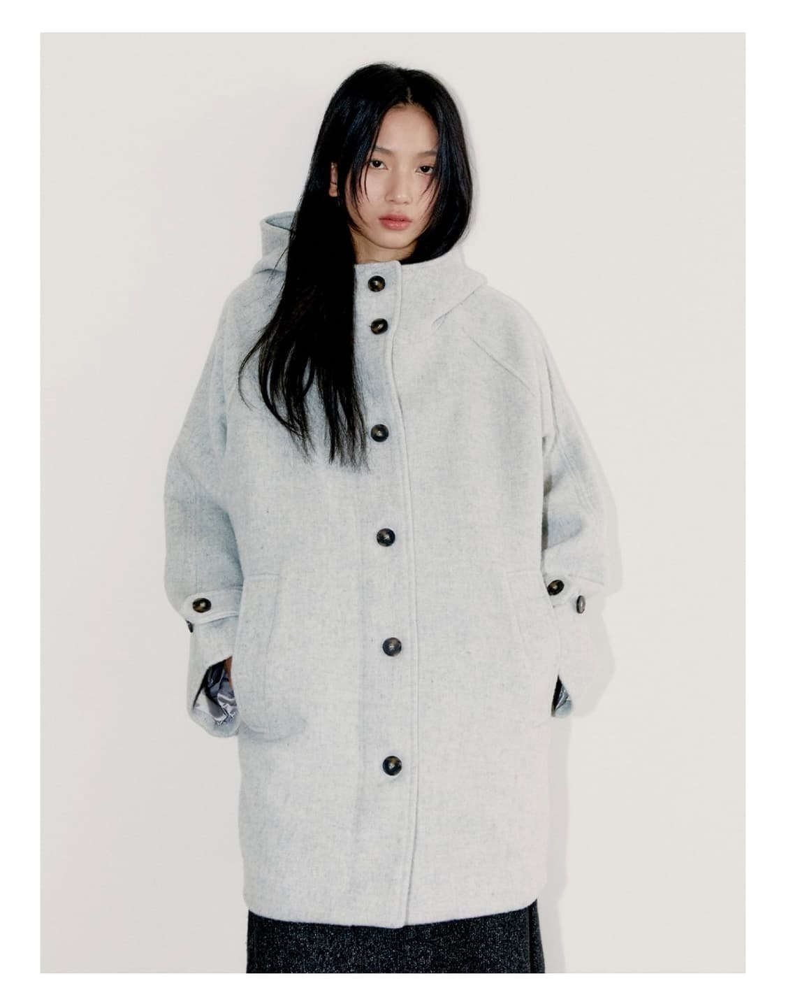 오피쉬 리치 울 하프 코트 gray 상품이미지1