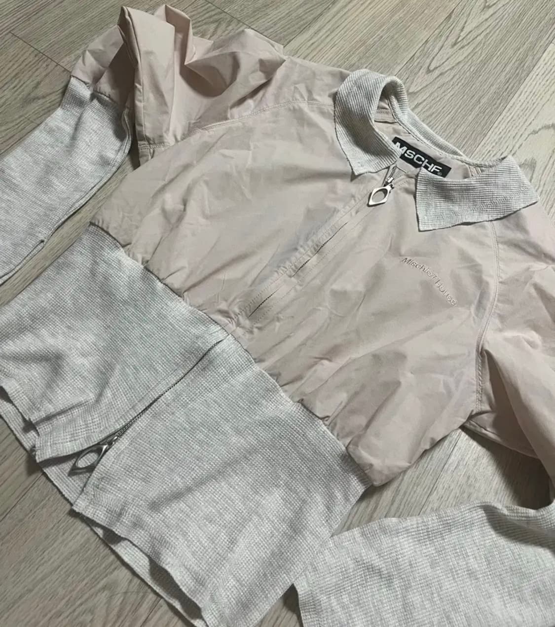 미스치프 롬버스 셔링 집업 핑크 s 상품이미지3