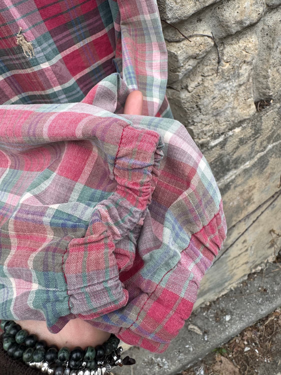 80~90s 폴로 랄프로렌 빈티지 페이딩 핑크 체크 스윙톱 자켓 상품이미지5