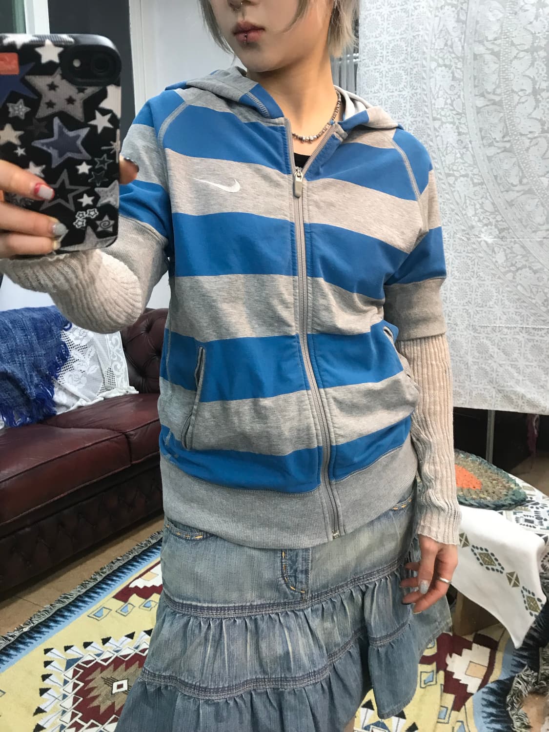 아디다스 여성 스트라이프 반팔 후드집업  상품이미지2