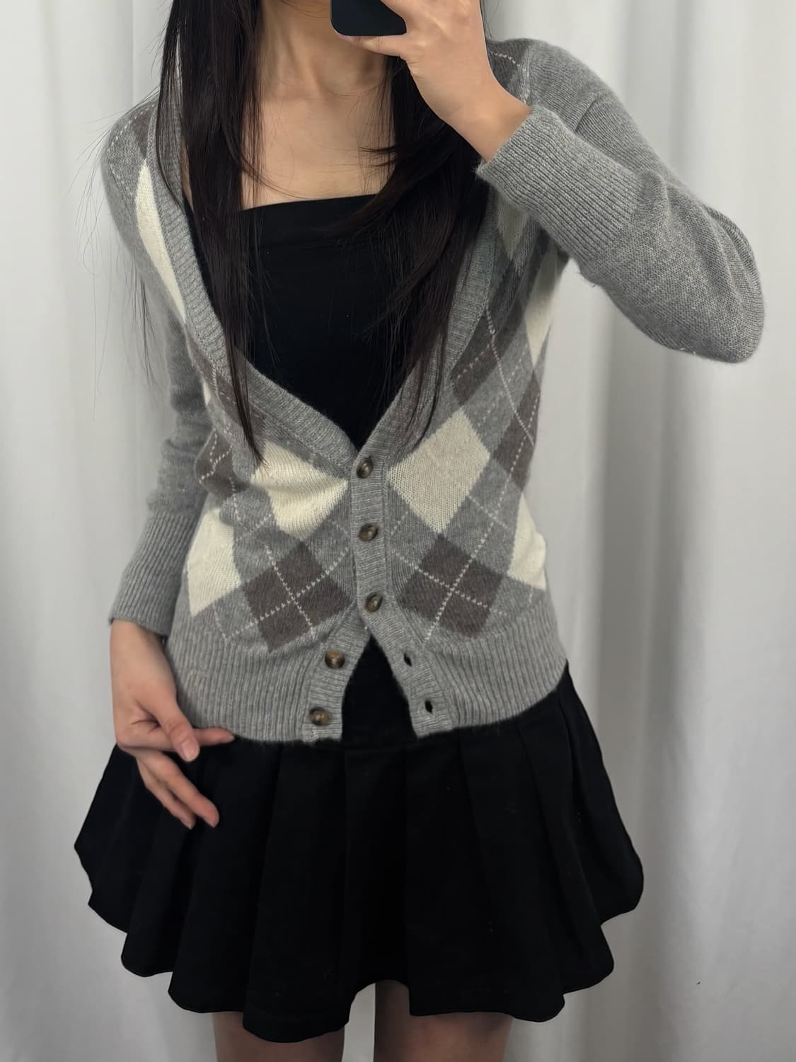 아베크롬비 그레이 아가일 니트 가디건 상품이미지1