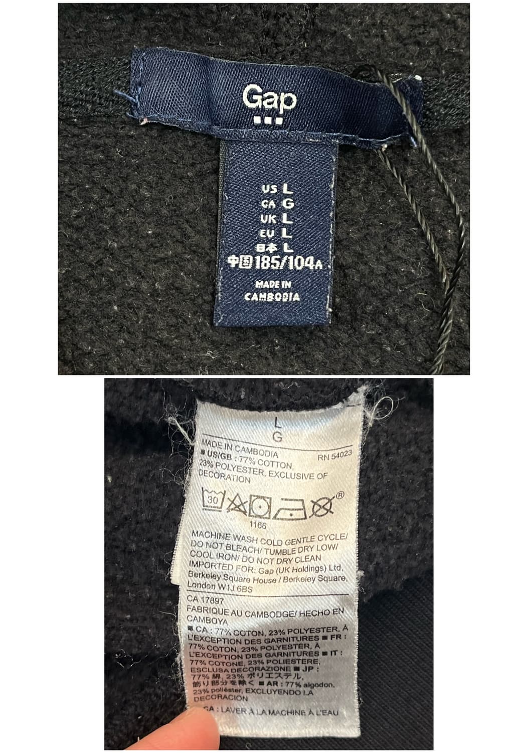 갭 기모 후드집업 블랙 L #csz3762 상품이미지4