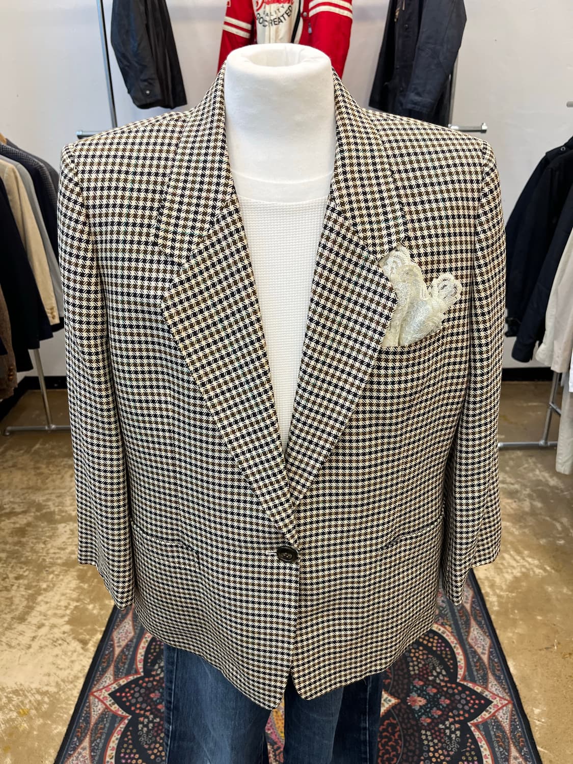 80s 버버리 울 블렌드 체크 테일러드 자켓 상품이미지2