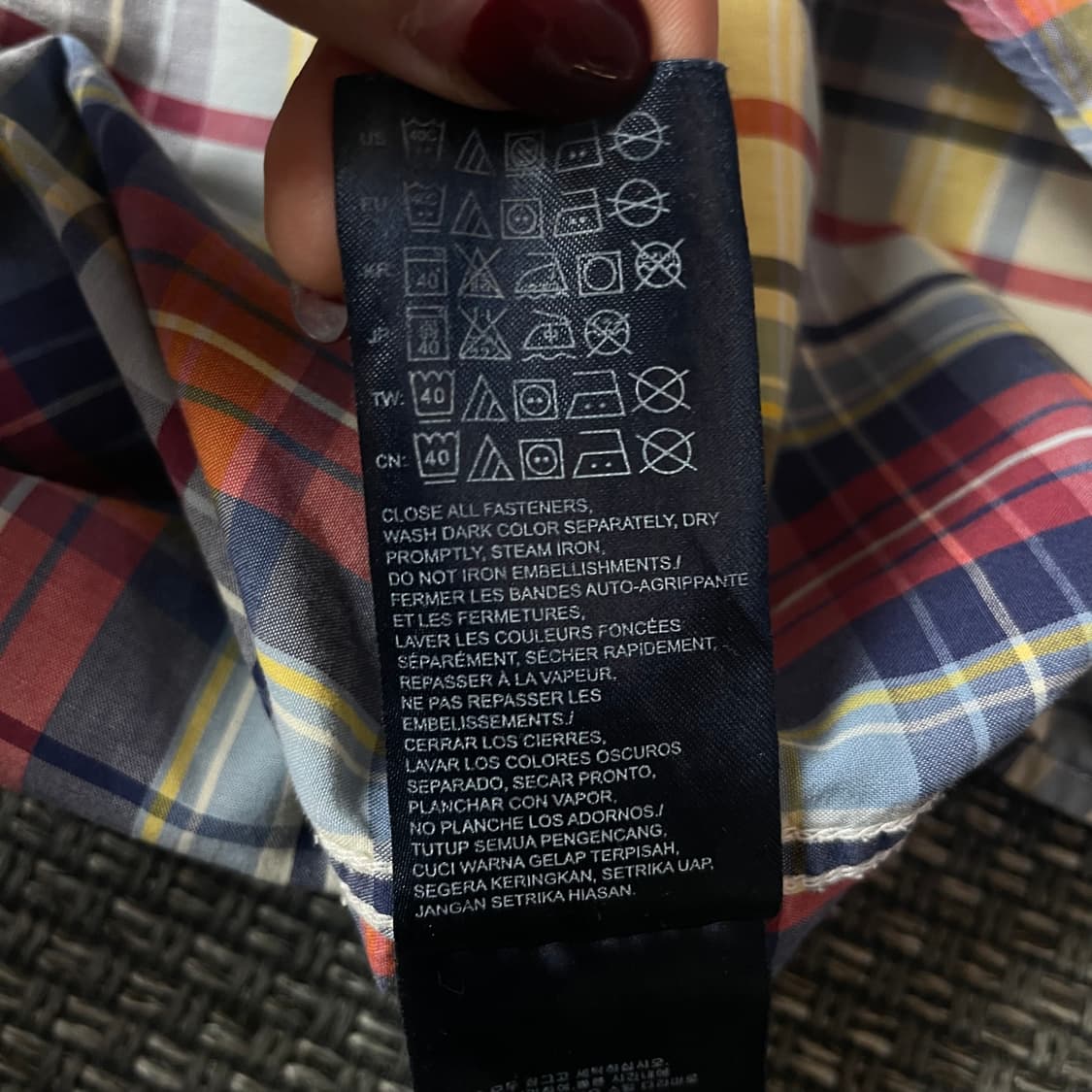 타미힐피거 레드 옐로우 화이트 슬림핏 긴팔 셔츠 L 상품이미지8