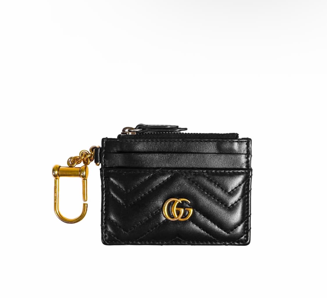 구찌 GG 마몬트 마틀라세 쉐브론 키체인 카드 지갑 블랙 627064 상품이미지1