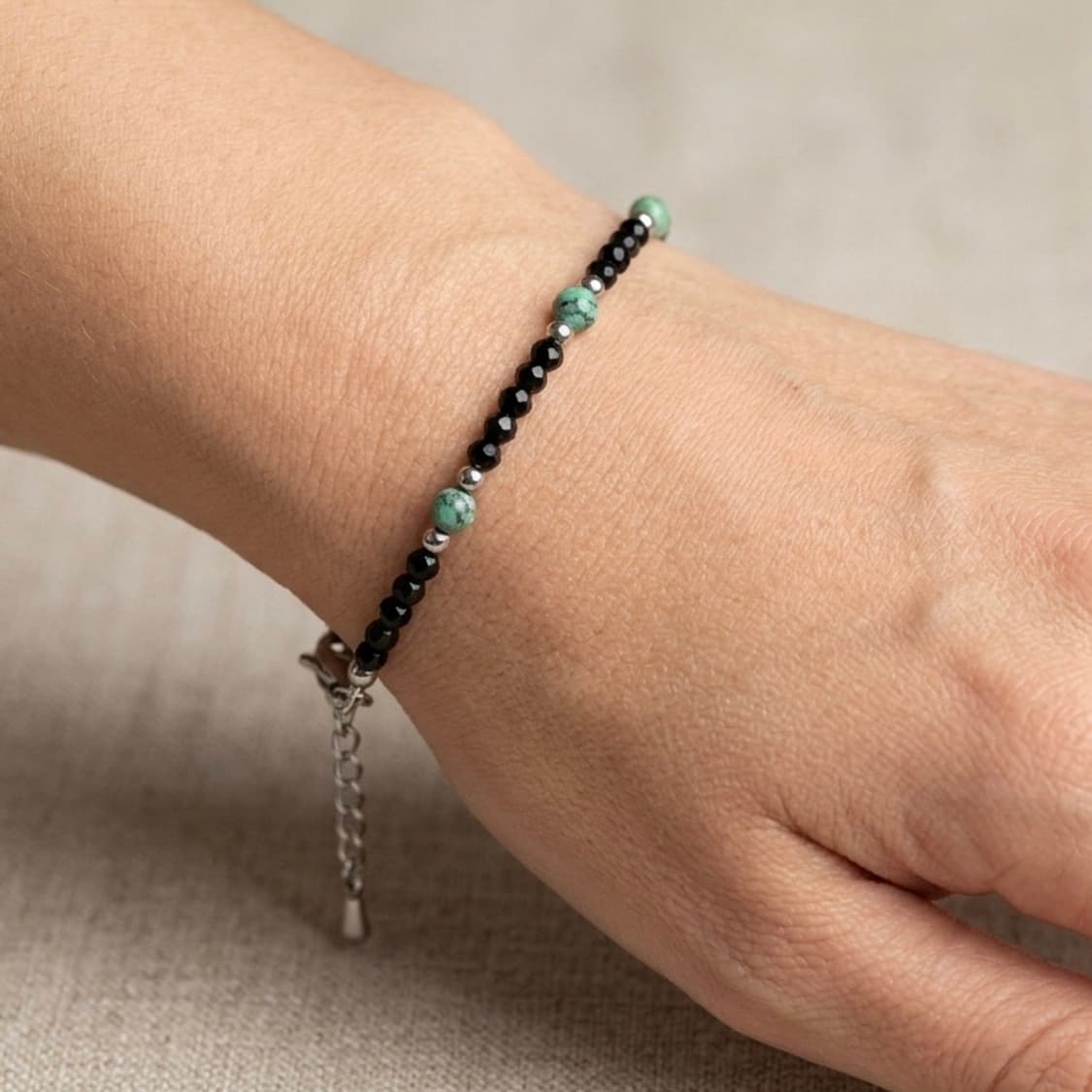 (세트) 천연석 커팅 오닉스 터키석 믹싱 원석 팔찌 목걸이 상품이미지3