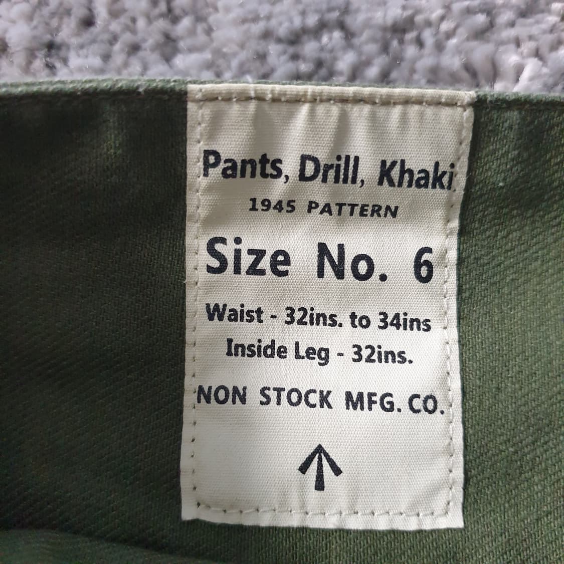 [무료배송] NON STOCK MFG CO 1945 패턴 카키 드릴 팬츠 상품이미지2