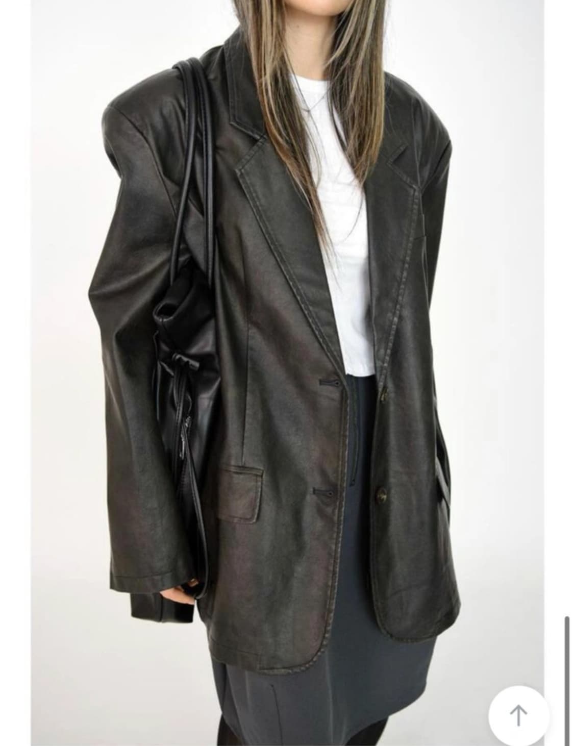 정가 13만 프라이빗룩북 애쉬 블랙 레더 자켓 상품이미지1