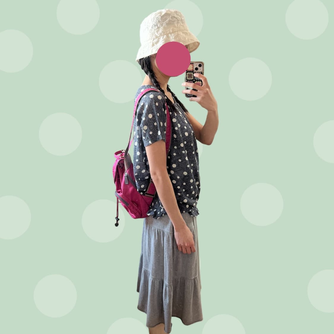 빈티지 다크그레이 벌룬핏 땡땡이 티셔츠 상품이미지2