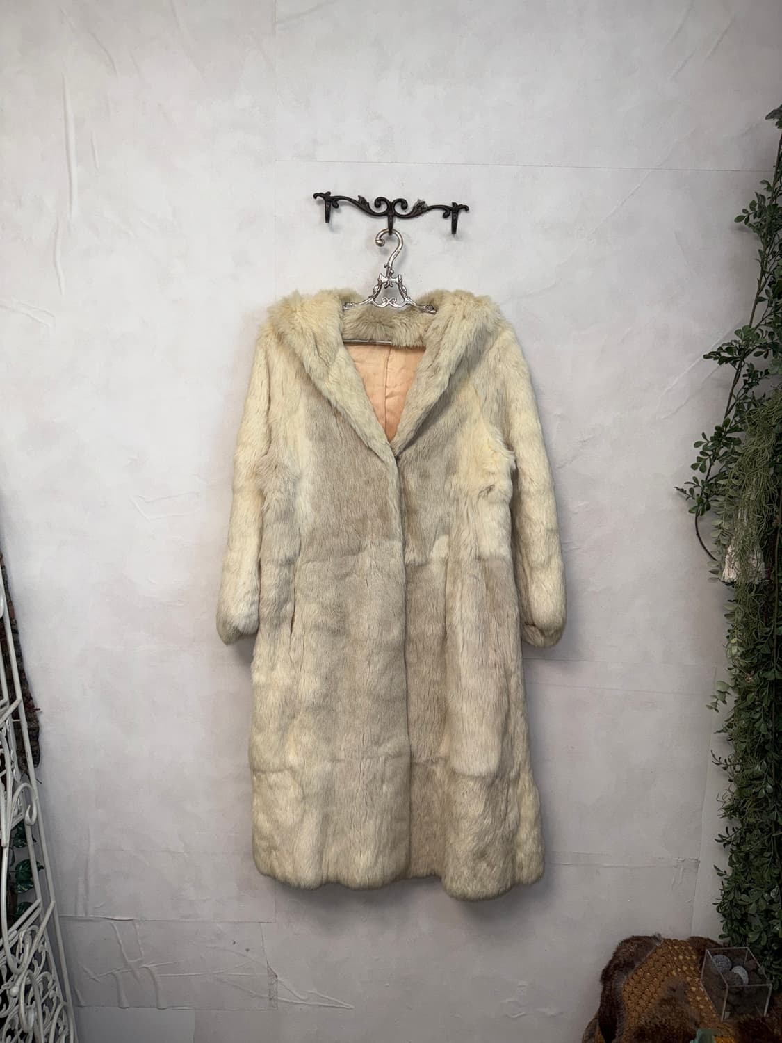Ivory rabbit fur maxi hood coat 상품이미지3