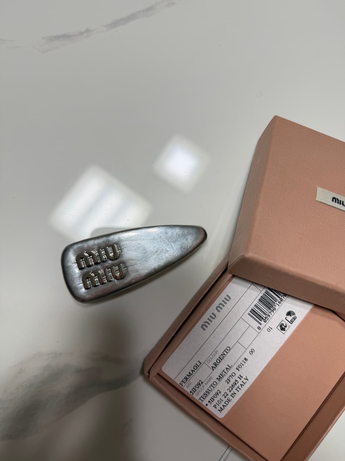 미우미우 실버 메탈 헤어핀 상품이미지2