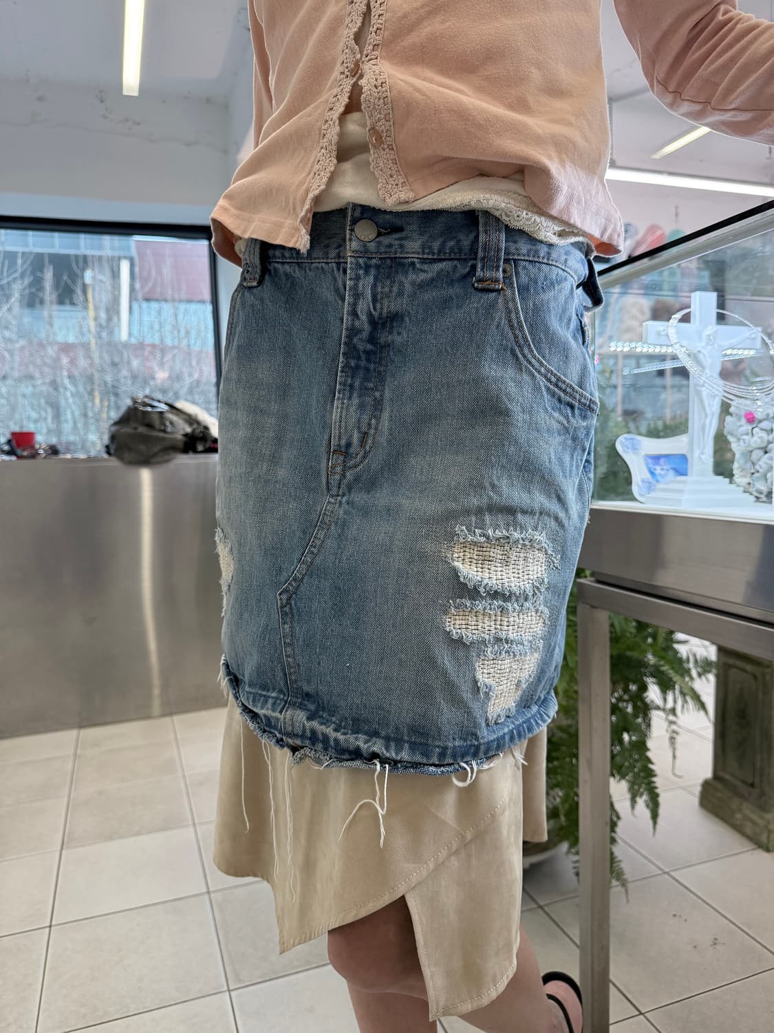 damge denim skirt 상품이미지3