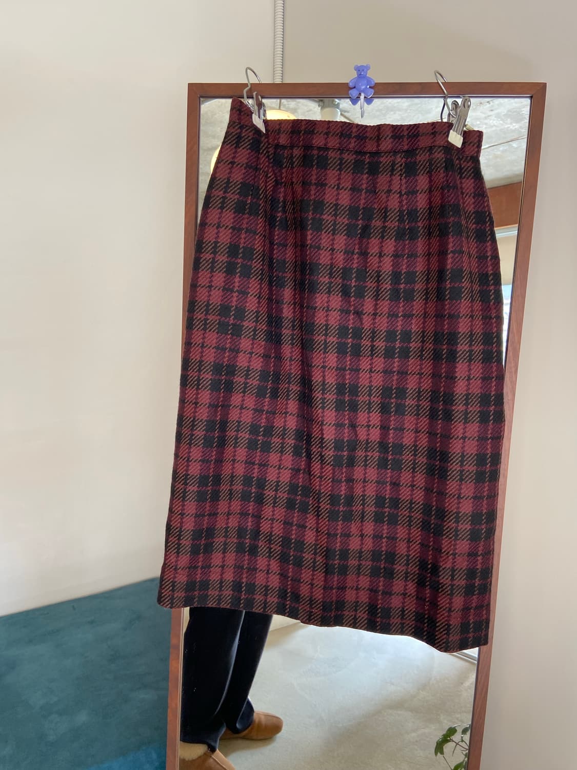 버버리 체크 스커트 버건디 스커트 상품이미지2