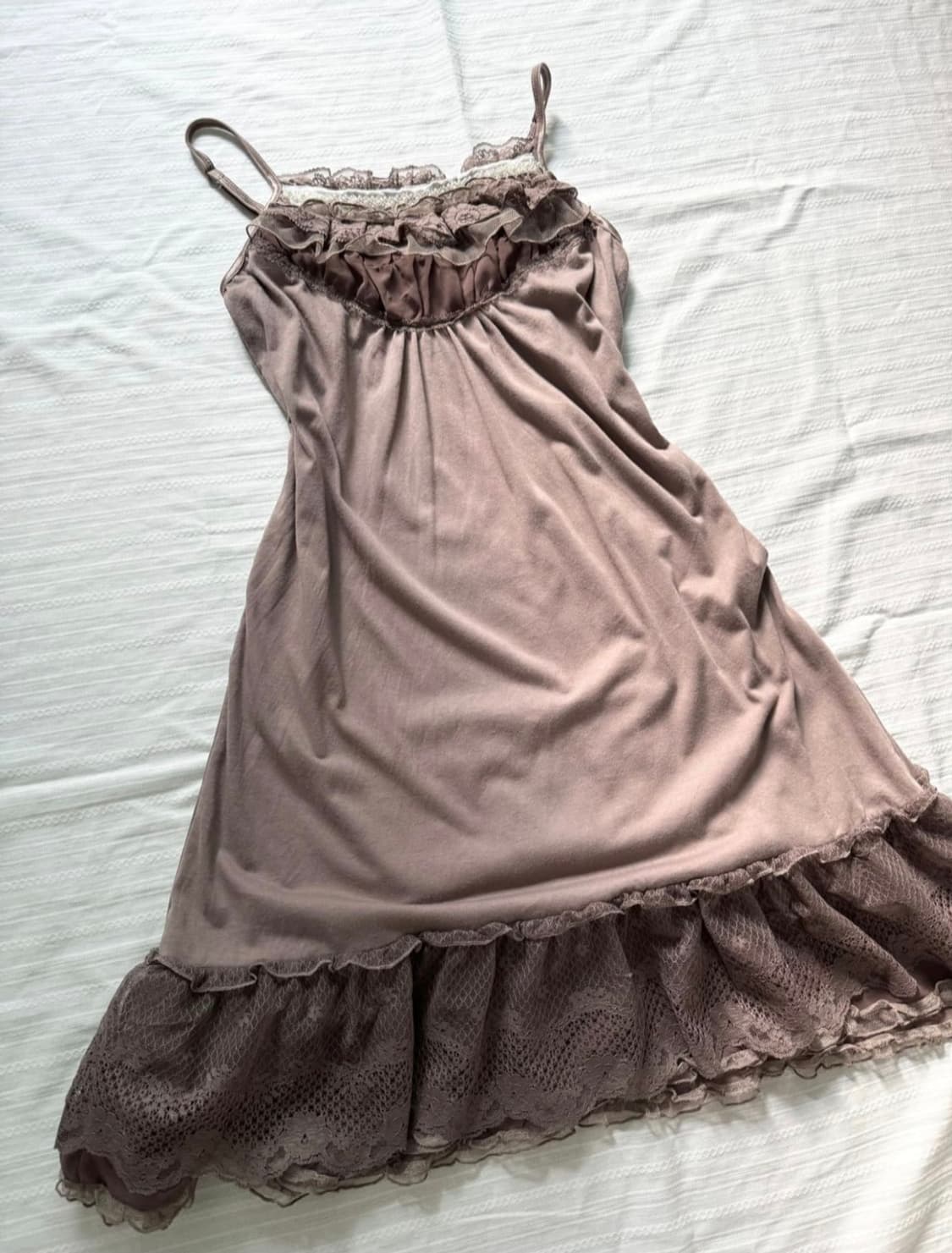 엑시즈팜 AXES FEMME 브라운 레이스 캉캉 나시 원피스 슬리브리스 상품이미지4