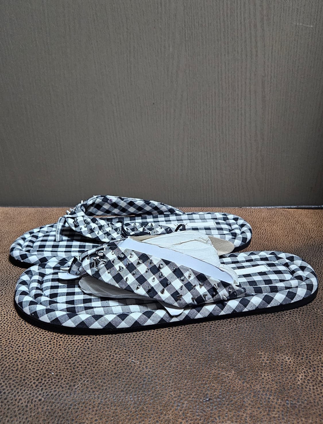 자라 체크원단 스터드 쪼리 슬리퍼(38) 새상품 상품이미지1