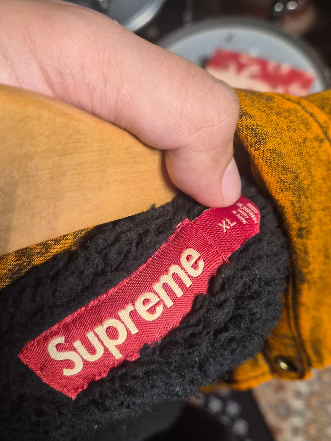 (XL)슈프림 셔링 라인드 데님 워크셔츠 오버다이드 오렌지 팝니다 상품이미지3