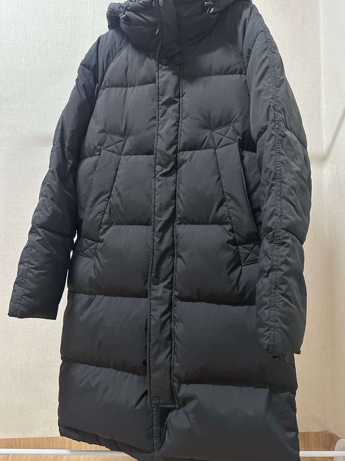 TATE 블랙 거위털 롱패딩 상품이미지1