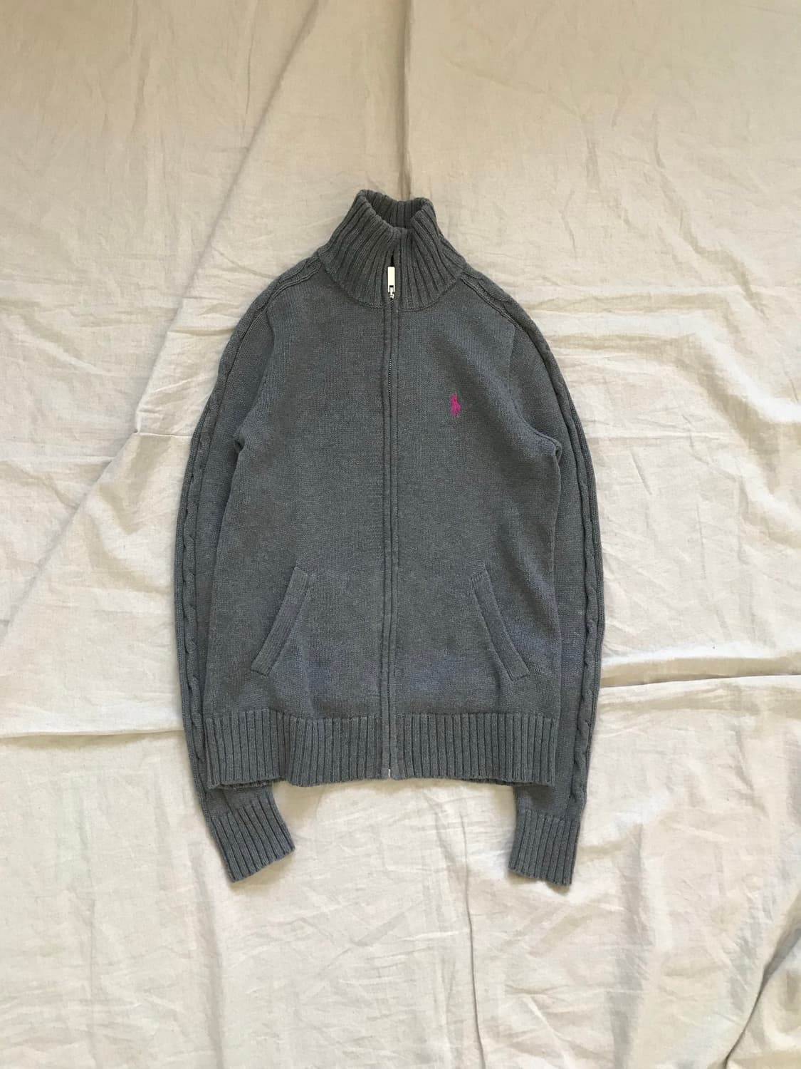 폴로 랄프로렌 포니로고 사이드라인 케이블 그레이 풀집업 상품이미지4