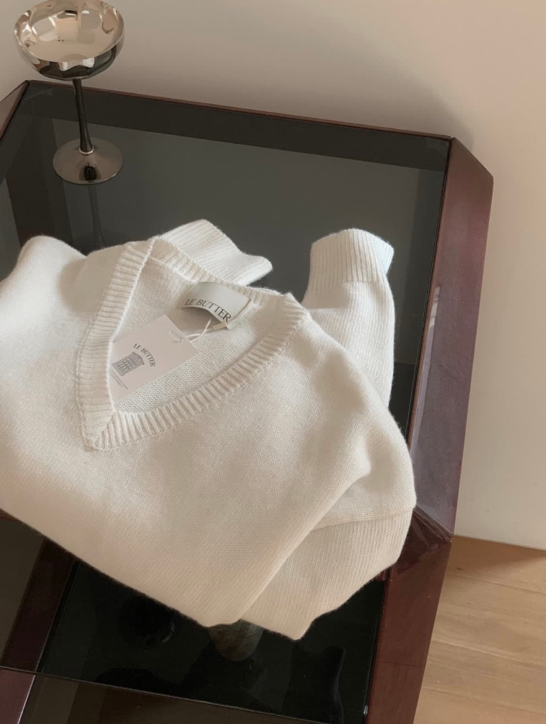 르버터 캐시 브이넥 니트 아이보리 상품이미지4