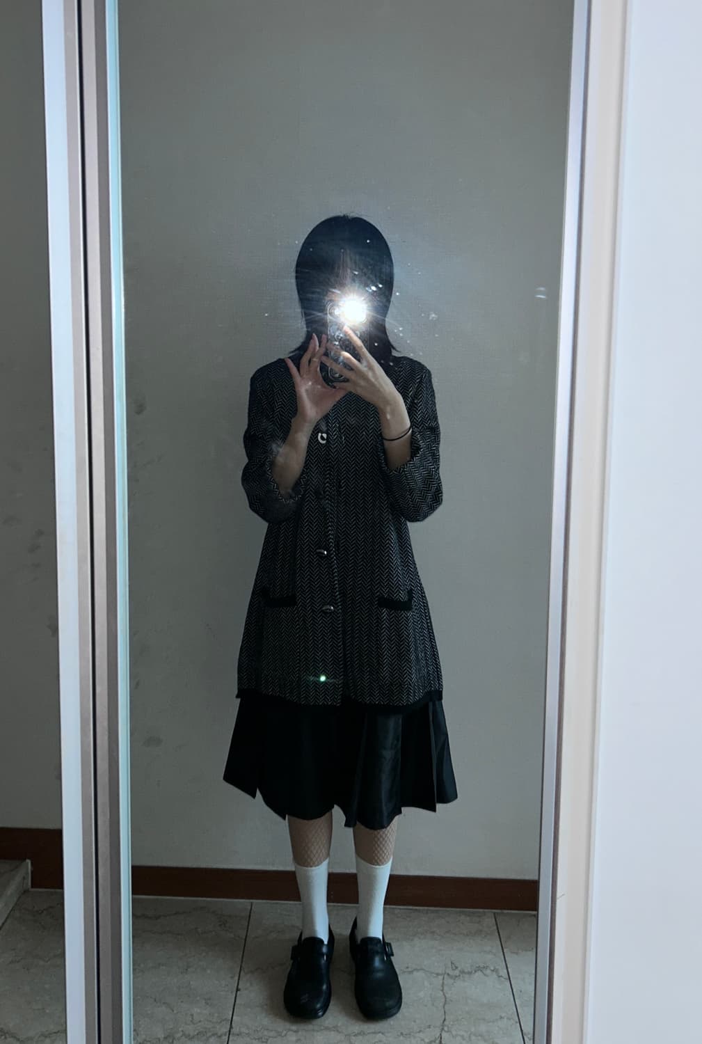 Felt Collar Herringbone Coat 상품이미지2