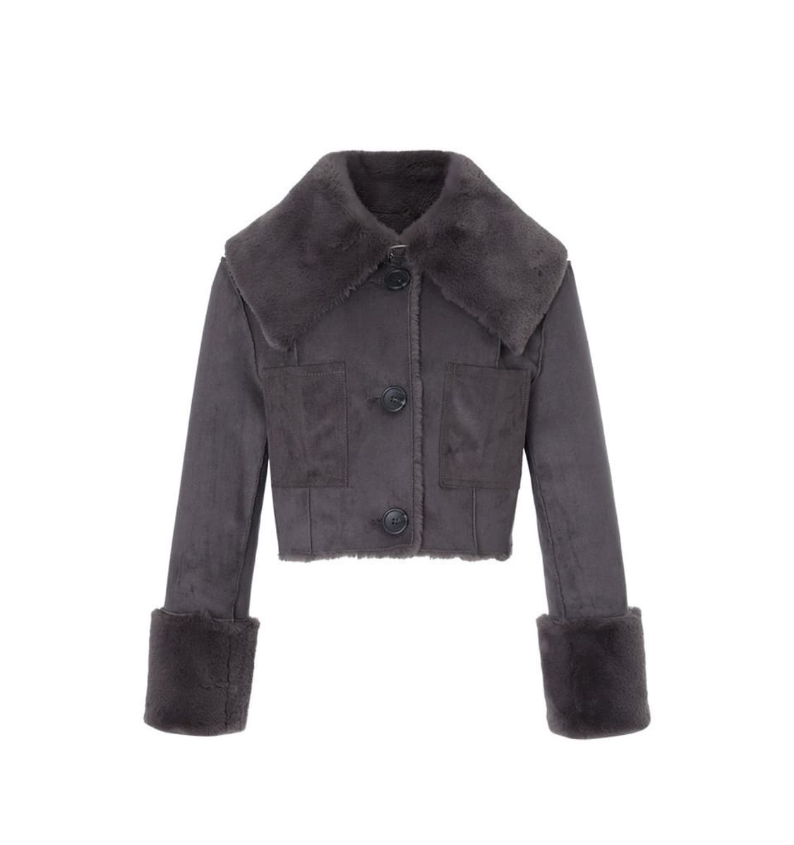 낫유어로즈 리버시블 세일러 무스탕 차콜 상품이미지3