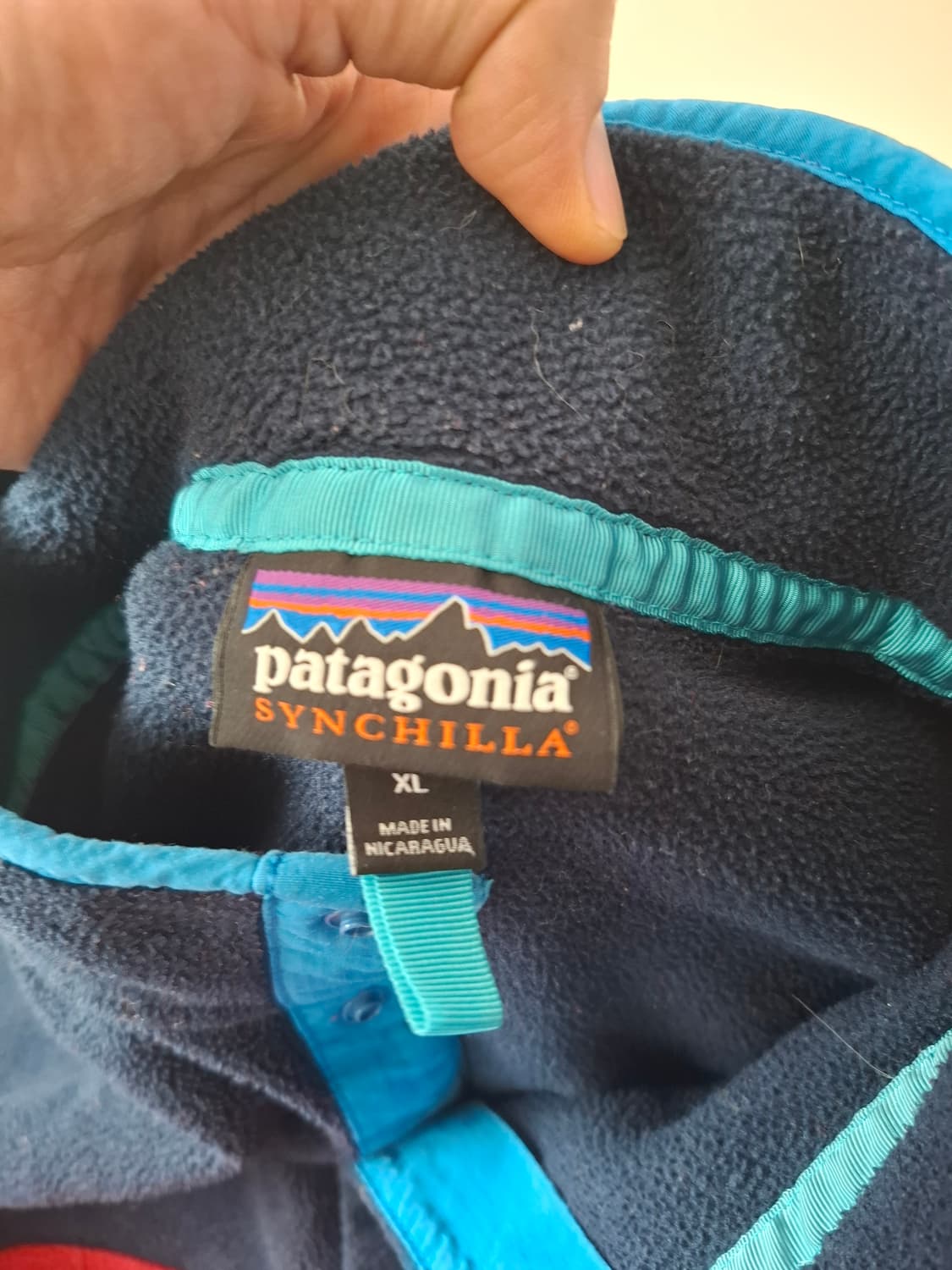 XL 파타고니아 신칠라 플리스 풀오버 네이비/레드 상품이미지2