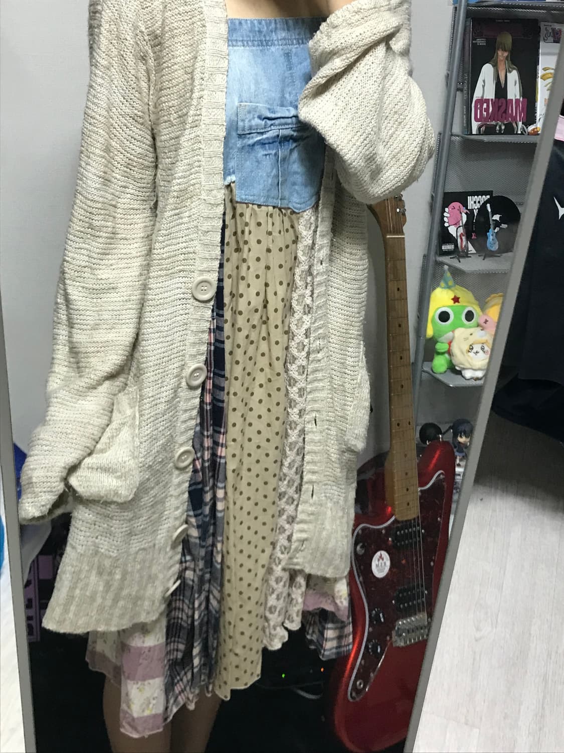 패치워크 데님 멜빵 원피스 상품이미지2