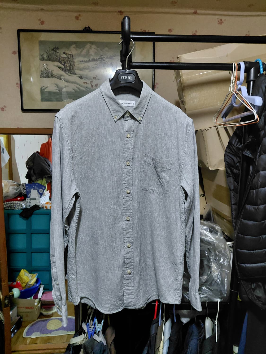 [지오다노]면,마 혼방 그레이 셔츠XL(105)사이즈 상품이미지1