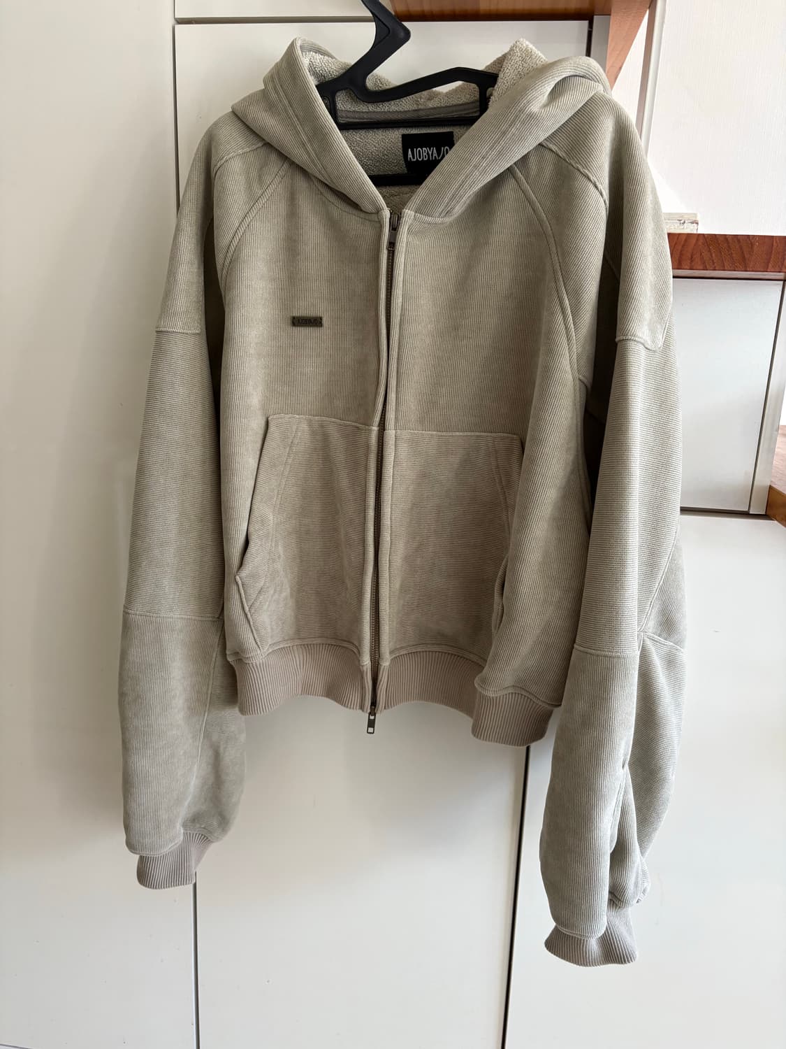 아조바이아조 코듀로이 숏 집업 후드 애쉬카키 L 상품이미지2