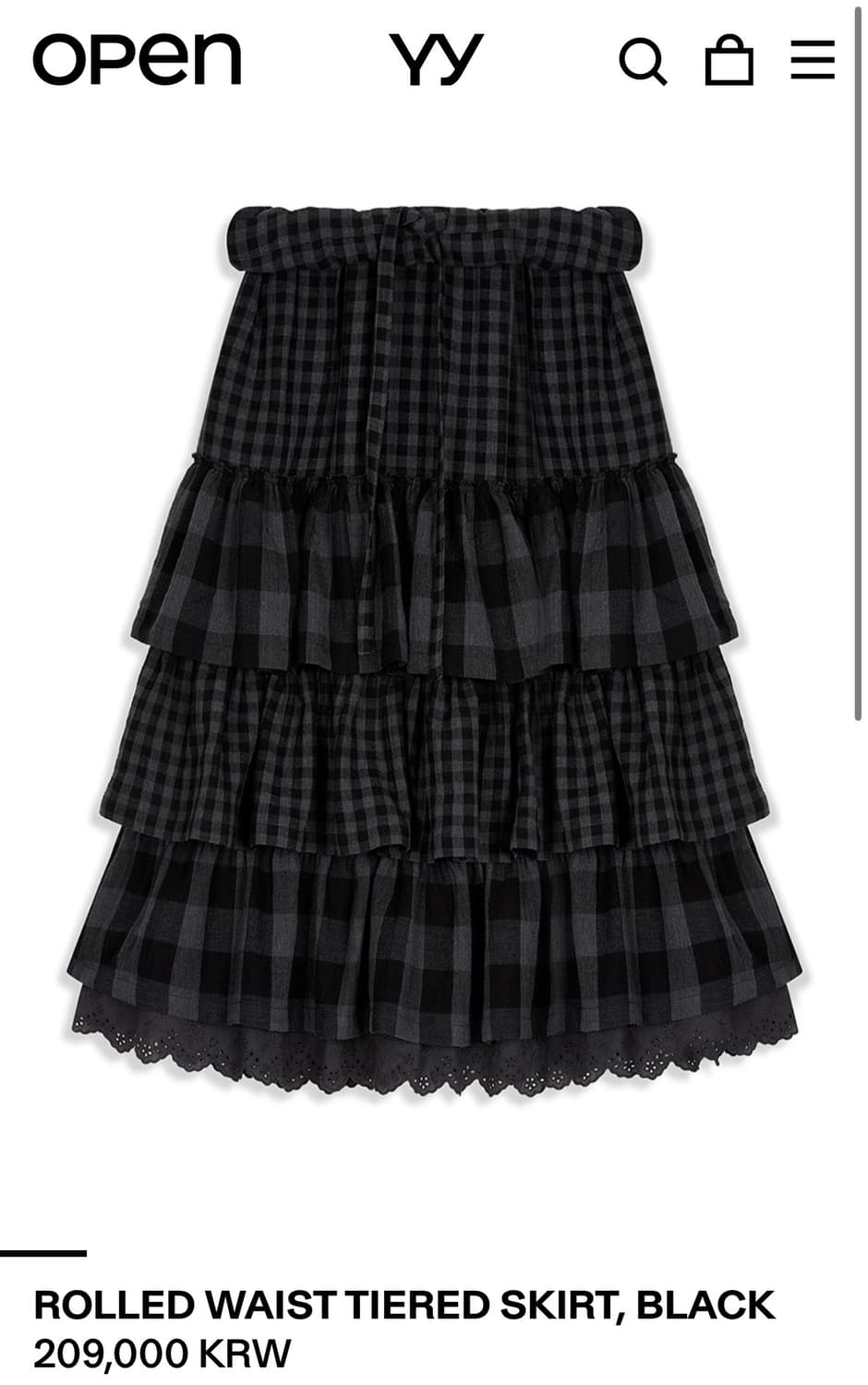 OPEN YY ROLLED WAIST TIERED SKIRT 상품이미지1