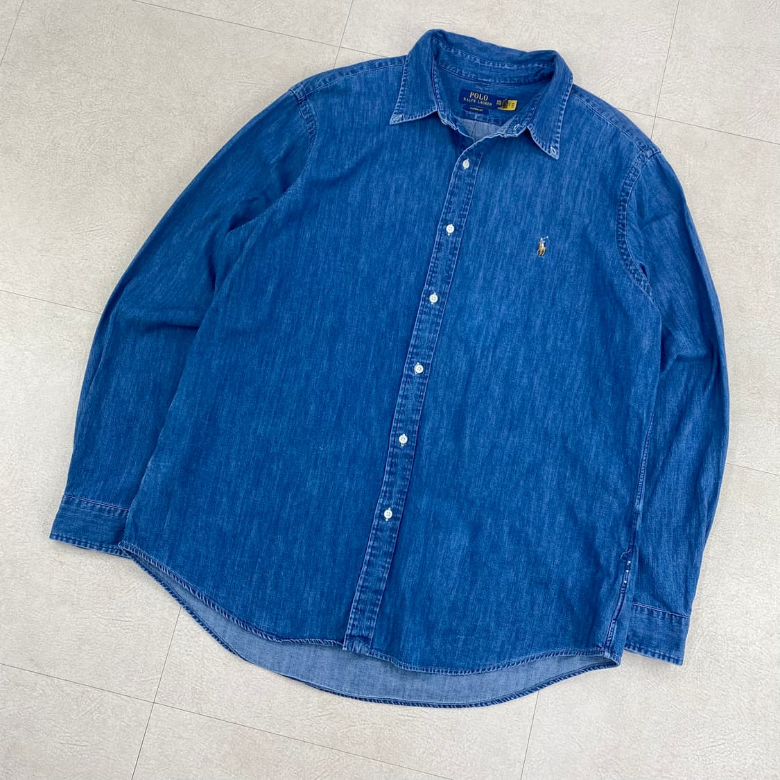 폴로 QR 신형 데님 샴브레이 셔츠 (110) 상품이미지2
