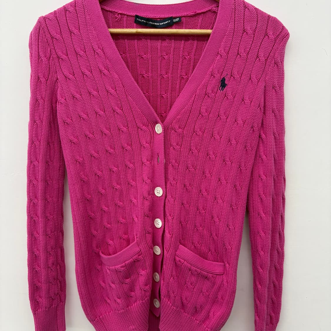 폴로 랄프로렌 핑크 꽈배기 가디건 여/XS 상품이미지2