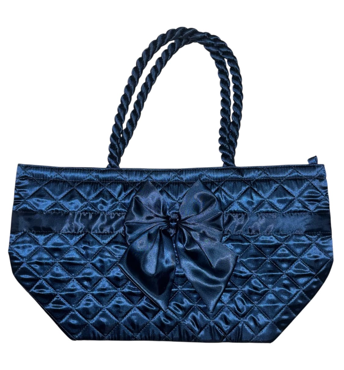 Naraya 리본 보우 퀄팅 백 가방 토트백 네이비 빈티지 갸루 고딕 상품이미지1