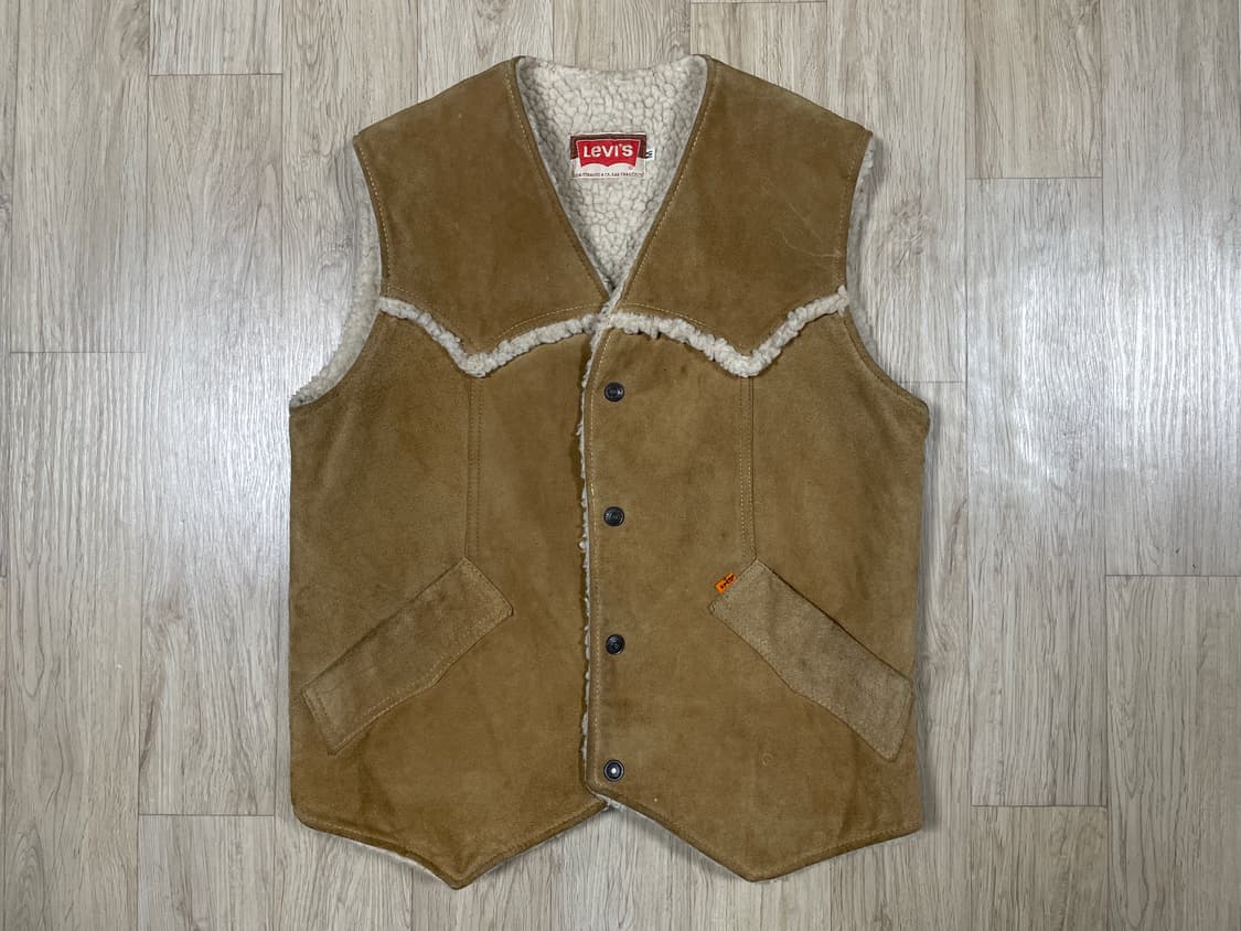 95) LVC원판 70s 리바이스 가죽 웨스턴 양털베스트(멕시코제)RRL 상품이미지1
