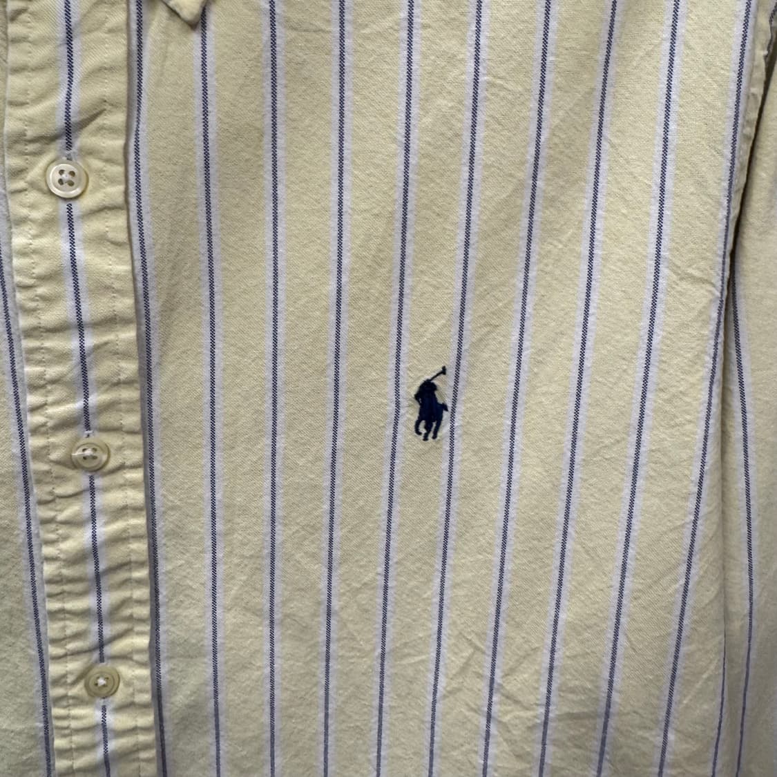 폴로 랄프로렌 스트라이프 긴팔 셔츠 네이비 포니 로고 포인트 옐로 상품이미지5
