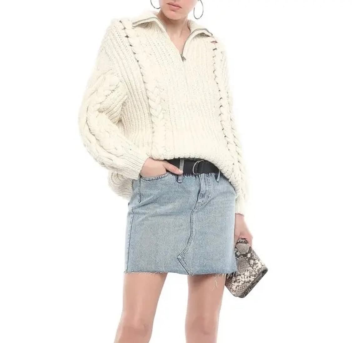 이로 아이콘스 쉐어링 트리밍 데님 스커트 상품이미지1