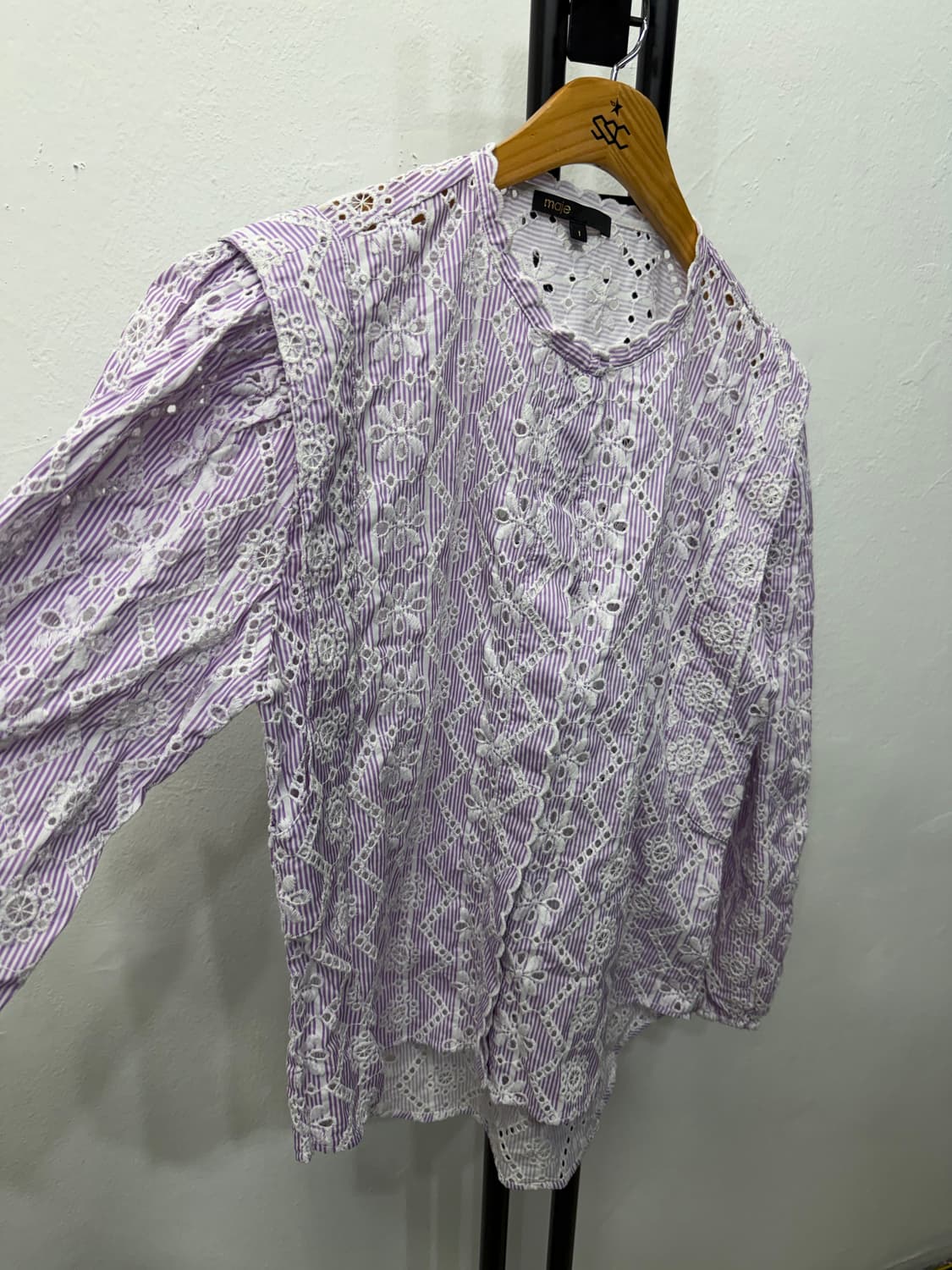 정품) maje 마쥬 퍼플 스트라이프 펀칭 블라우스 1 상품이미지2