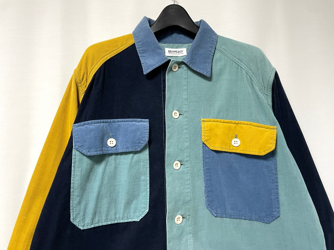 여성 빔즈보이 오버핏 배색 골덴 코듀로이 셔츠 상품이미지2