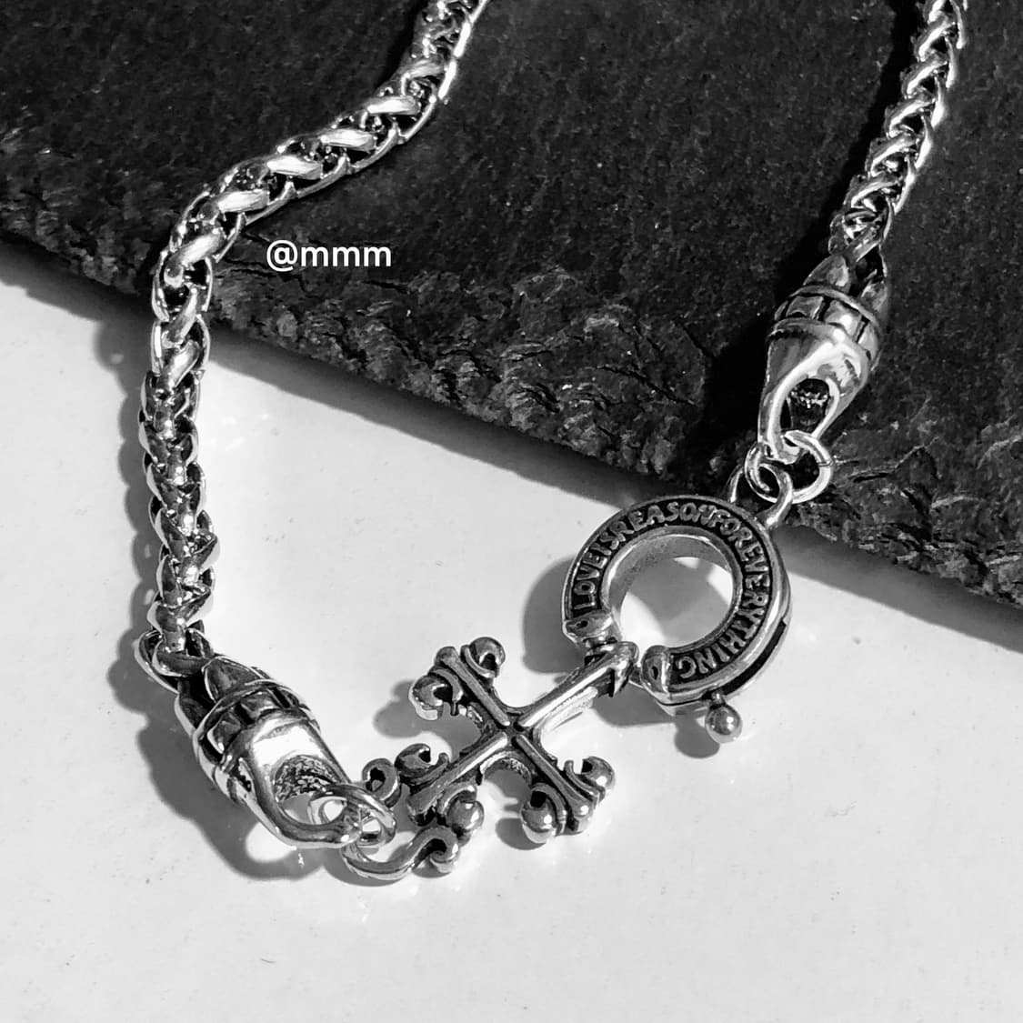 (Unisex) 크로스링 버클 체인팔찌 상품이미지3