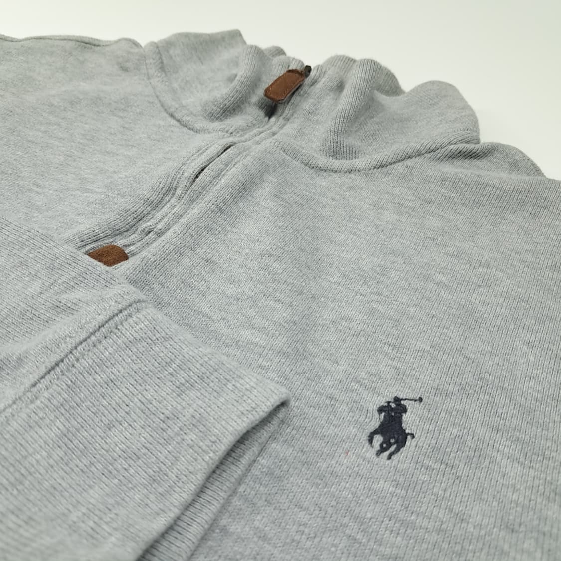CL831 XL 폴로 90s 가죽풀러 라이트그레이 하프집업 스웻셔츠 상품이미지4