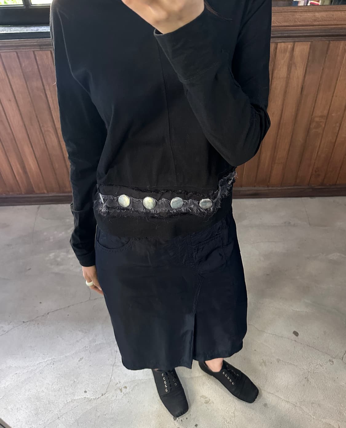 COMME DES GARCONS draped skirt navy 상품이미지4
