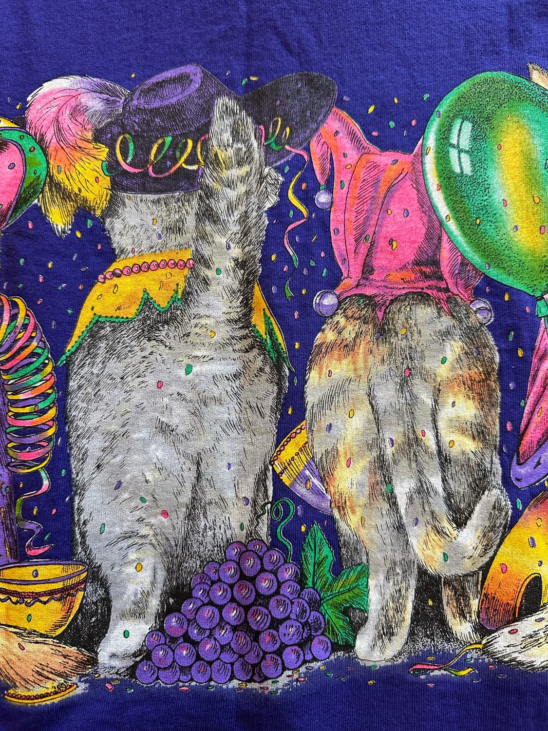 90s 데드스탁 리오 '마디그라 고양이' 아트웍티 - 2XL 상품이미지7