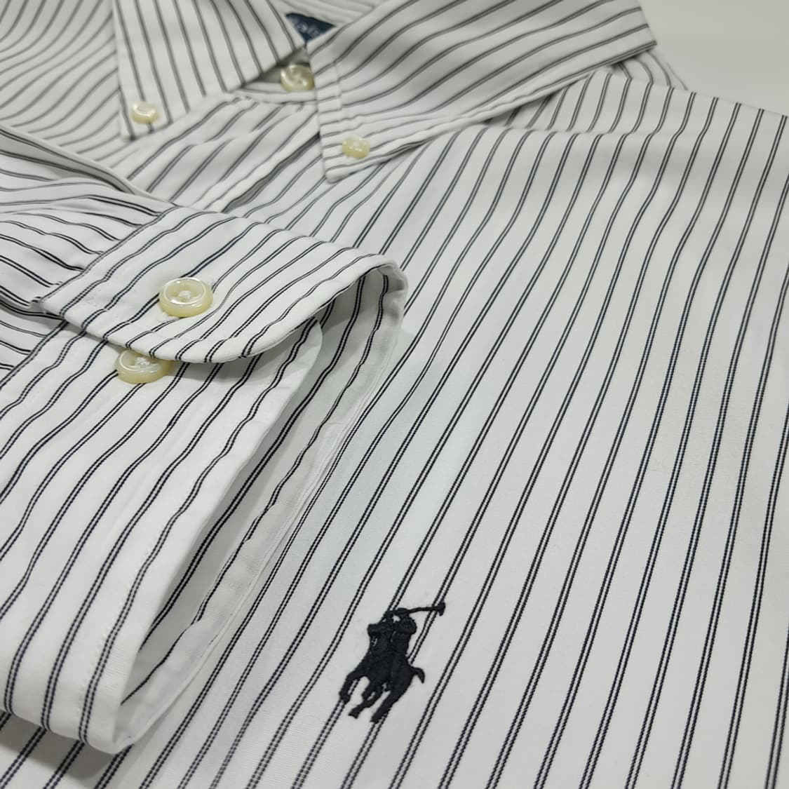 CL615 2XL 폴로 90s 홍콩판 모던 스트라이프 네이비 셔츠 남방 상품이미지4