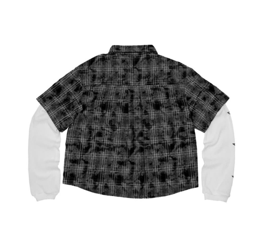 아이필유럭키 더블 레이어드 와플 체크 셔츠 블랙 m 상품이미지2