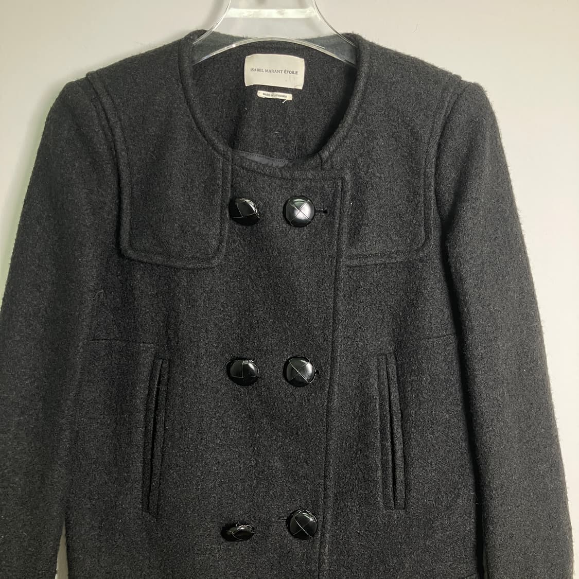 이자벨마랑 에뚜왈 블랙 울 논카라 더블 코트 36 상품이미지5