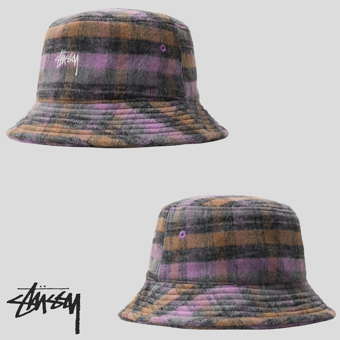 스투시 STUSSY 퍼플 브러쉬드 플레인 버킷햇 새상품 상품이미지1
