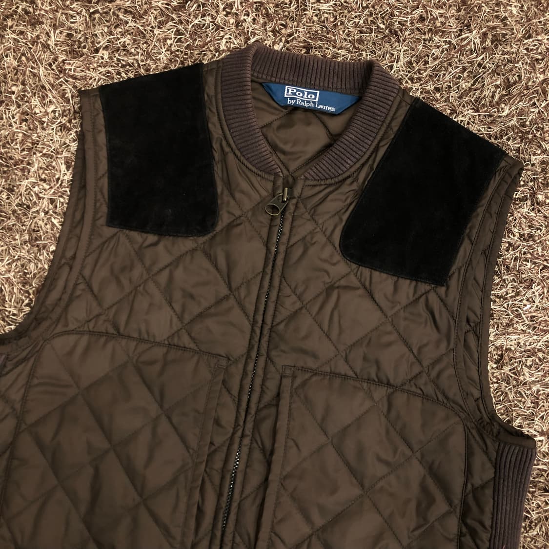 폴로 랄프로렌 소가죽 스웨이드 패치 투웨이 퀄팅 조끼 베스트 상품이미지2