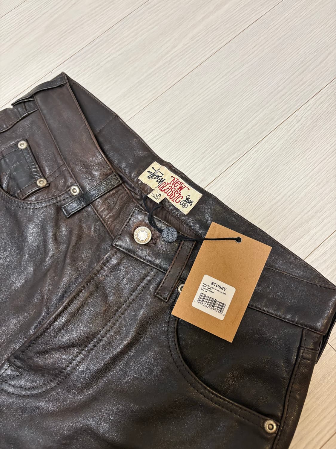 스투시 뉴클래식 브라운 레더 팬츠 28(실사이즈30) 상품이미지3
