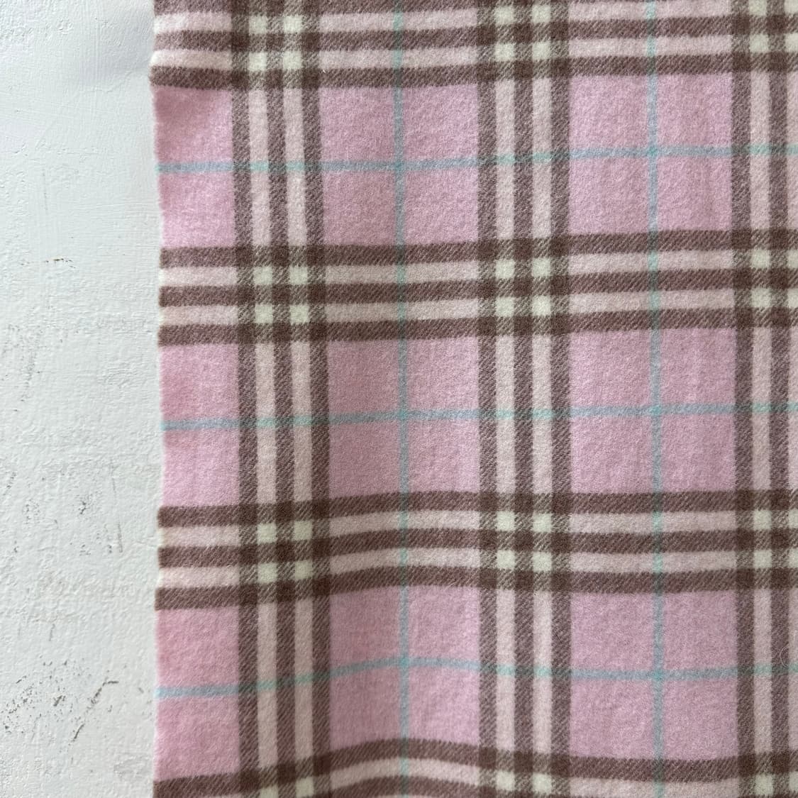 극희귀 VintageBurberry 버버리 램스울 노바체크 핑크 머플러 상품이미지5