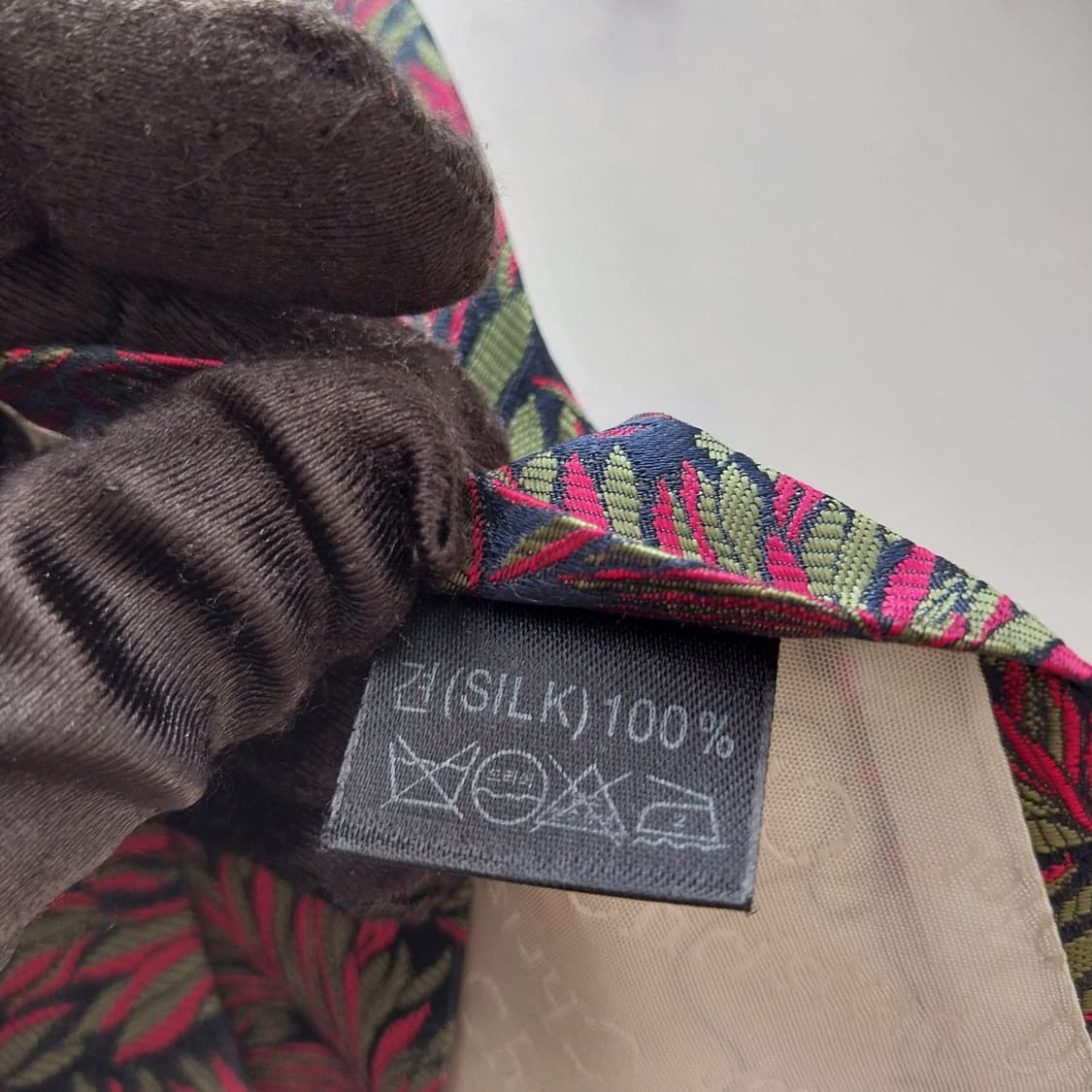 크리스찬 디올 실크 네이비 리프 자카드 넥타이 9cm A+등급 K1871 상품이미지10